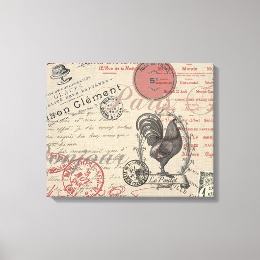 ヴィンテージフランスのス書パリスルースタータイポグラフィ キャンバスプリント (正面)