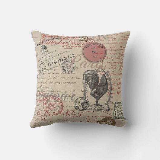 ヴィンテージフランスのス書パリスルースタータイポグラフィ クッション (裏面)