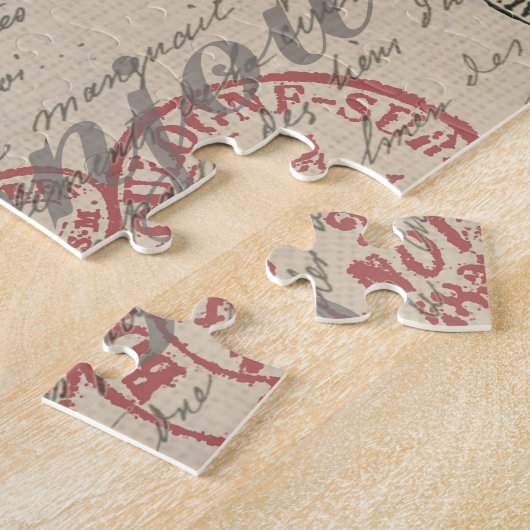 ヴィンテージフランスのス書パリスルースタータイポグラフィ ジグソーパズル (側面)