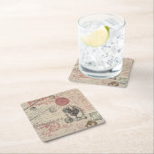 ヴィンテージフランスのス書パリスルースタータイポグラフィ スクエアペーパーコースター (インサイチュ)