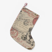 ヴィンテージフランスのス書パリスルースタータイポグラフィ スモールクリスマスストッキング (正面 (吊り時))