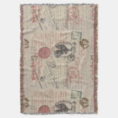 ヴィンテージフランスのス書パリスルースタータイポグラフィ スローブランケット (正面縦)