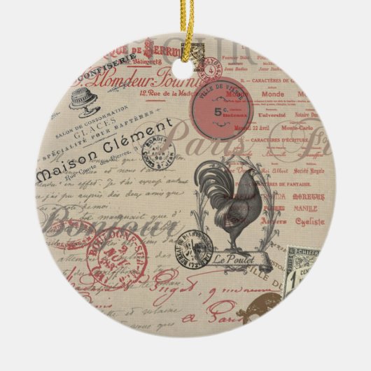 ヴィンテージフランスのス書パリスルースタータイポグラフィ セラミックオーナメント (正面)