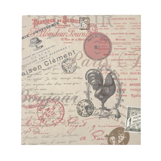 ヴィンテージフランスのス書パリスルースタータイポグラフィ ノートパッド (正面)