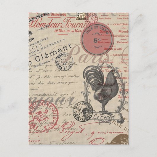 ヴィンテージフランスのス書パリスルースタータイポグラフィ ポストカード (正面)