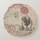 ヴィンテージフランスのス書パリスルースタータイポグラフィ ラウンドクッション (正面)