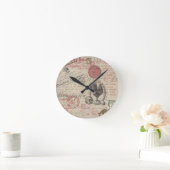 ヴィンテージフランスのス書パリスルースタータイポグラフィ ラウンド壁時計 (ホーム)