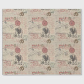 ヴィンテージフランスのス書パリスルースタータイポグラフィ ラッピングペーパー (フラット)