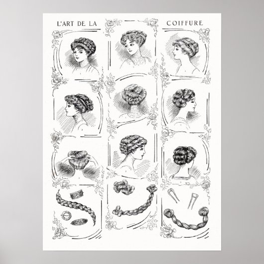ヴィンテージフランスのズヘアスタイル ポスター (正面)