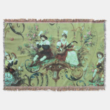 ヴィンテージフランスのセージグリーントイルビクトリアンフローラ