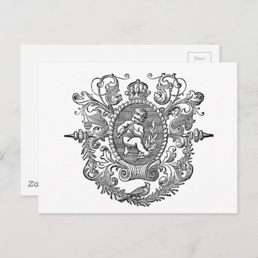 ヴィンテージフランスのタイポグラフィケルブデザイン ポストカード (正面/裏面)