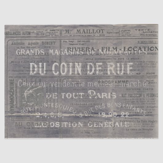 ヴィンテージフランスのタイポグラフィコラージュ広告 薄葉紙 (正面)