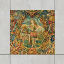 ヴィンテージフランスのタペストリーパターンジュエルトーン