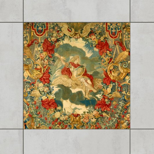 ヴィンテージフランスのタペストリーパターンジュエルトーン タイル