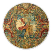 ヴィンテージフランスのタペストリー宝石トーンエレガント セラミックノブ (正面)