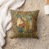 ヴィンテージフランスのタペストリー宝石トーンカラフル クッション (ブランケット)