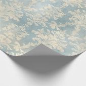 ヴィンテージフランスのダスティブルーダマスク ラッピングペーパー (角)