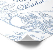 ヴィンテージフランスのダスティブルーフローラトイレウェルカム ポスター (角)