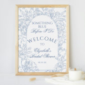 ヴィンテージフランスのダスティブルーフローラトイレウェルカム ポスター