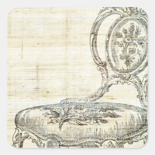 ヴィンテージフランスのチェアリネン2 スクエアシール (正面)