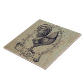 ヴィンテージフランスのチキンイラストレーション タイル (側面)