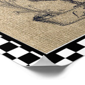 ヴィンテージフランスのチキンオンチェッカーボードプリント ポスター (角)