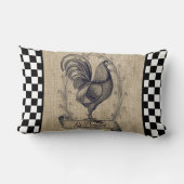 ヴィンテージフランスのチキンオンチェッカーボード ランバークッション (裏面)