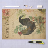 ヴィンテージフランスのチキンデカップハガキ 薄葉紙 (クラフト)