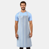 ヴィンテージフランスのチッストライプキング青い白 エプロン (着用した状態)