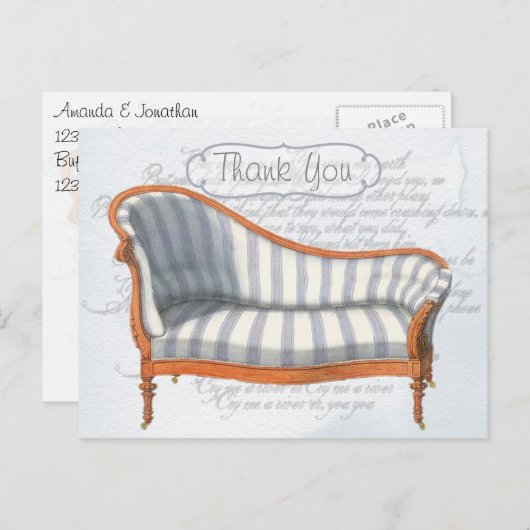 ヴィンテージフランスのチャイズカスタムラウンジ ポストカード (正面/裏面)