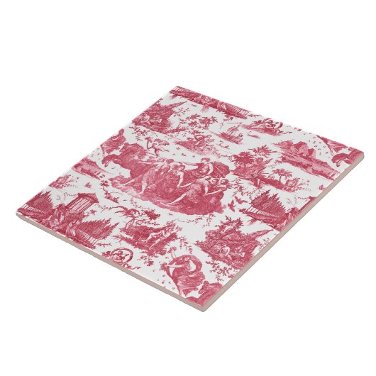 ヴィンテージフランスのチャリオットオブドーントイレデジュエレッド タイル (側面)