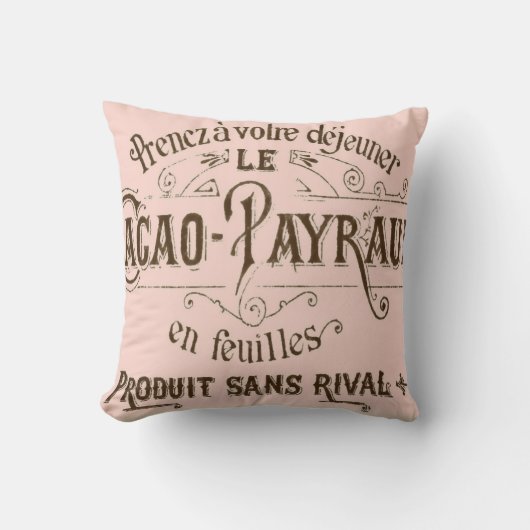 ヴィンテージフランスのチョコレートアメリカンMoJoピロー クッション (正面)