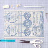 ヴィンテージフランスのチョコレートアンドブルーキッチンデクページ 薄葉紙 (クラフト)