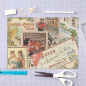 ヴィンテージフランスのチョコレート広告コラージュ 薄葉紙 (クラフト)