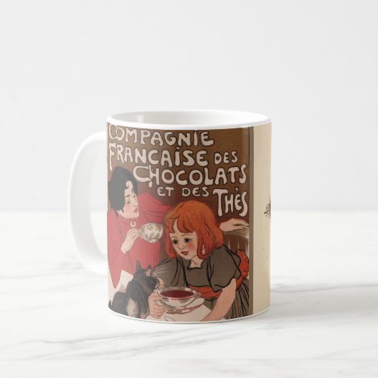 ヴィンテージフランスのチョコレート広告マグカップ コーヒーマグカップ (正面左)