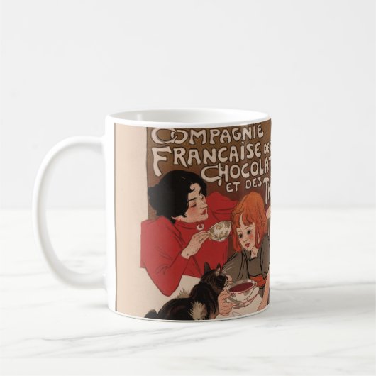 ヴィンテージフランスのチョコレート広告マグカップ コーヒーマグカップ (左)
