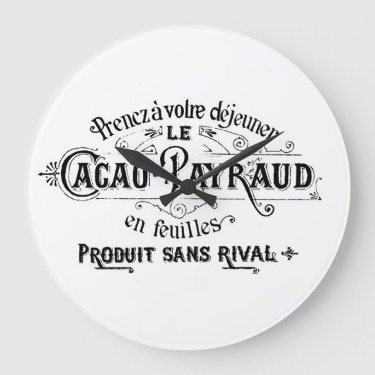 ヴィンテージフランスのチョコレート広告 ラージ壁時計 (正面)