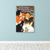 ヴィンテージフランスのチョコレート&ティーコ広告 キャンバスプリント (インサイチュ (ウッドフロア))