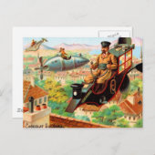 ヴィンテージフランスのチョコ飛んでいるラ ポストカード (正面/裏面)