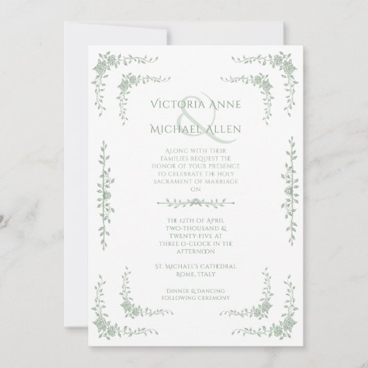 ヴィンテージフランスのトイルエレガントウェディング招待状 招待状 (正面)