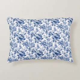 ヴィンテージフランスのトイルドゥジュイネイビーブルー アクセントクッション