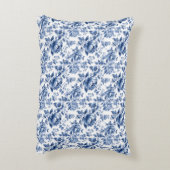 ヴィンテージフランスのトイルドゥジュイネイビーブルー アクセントクッション (裏面(縦))