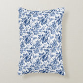 ヴィンテージフランスのトイルドゥジュイネイビーブルー アクセントクッション (正面(垂直))