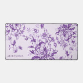 ヴィンテージフランスのトイルパープルパーソナライズされた デスクマット (正面)