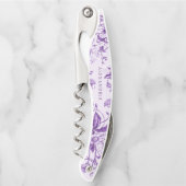 ヴィンテージフランスのトイルパープルフローラブライダルシャワー ソムリエナイフ (正面)