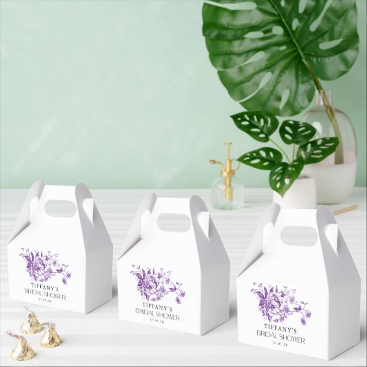 ヴィンテージフランスのトイルパープルフローラブライダルシャワー フェイバーボックス (複数)