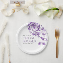 ヴィンテージフランスのトイルパープルフローラブライダルシャワー