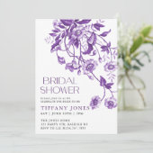 ヴィンテージフランスのトイルパープルフローラブライダルシャワー 招待状 (スタンド正面)