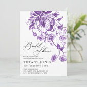 ヴィンテージフランスのトイルパープルフローラブライダルシャワー 招待状 (スタンド正面)