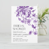 ヴィンテージフランスのトイルパープルフローラブライダルシャワー 招待状 (スタンド正面)